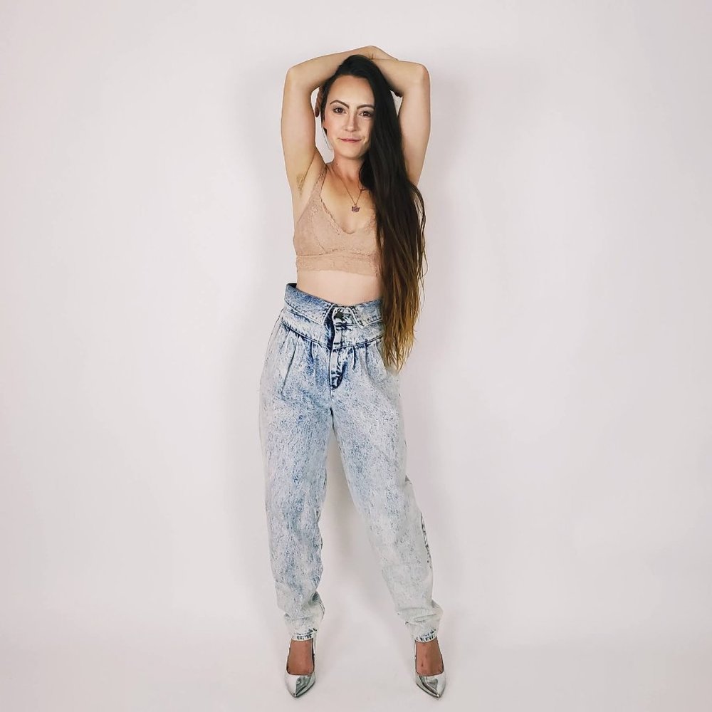 Vintage RARE 80s High Waist Acid Wash Denim Jeans